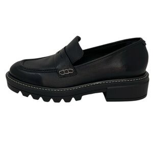 BERNARDO Shoes Chandler Loafer Lug Sole Platform Black Leather Size 6